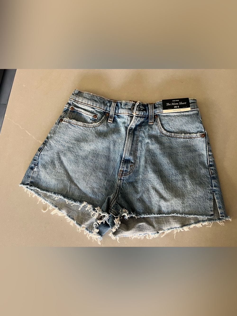 Abercrombie & Fitch Light Blue Distressed Denim Shorts
